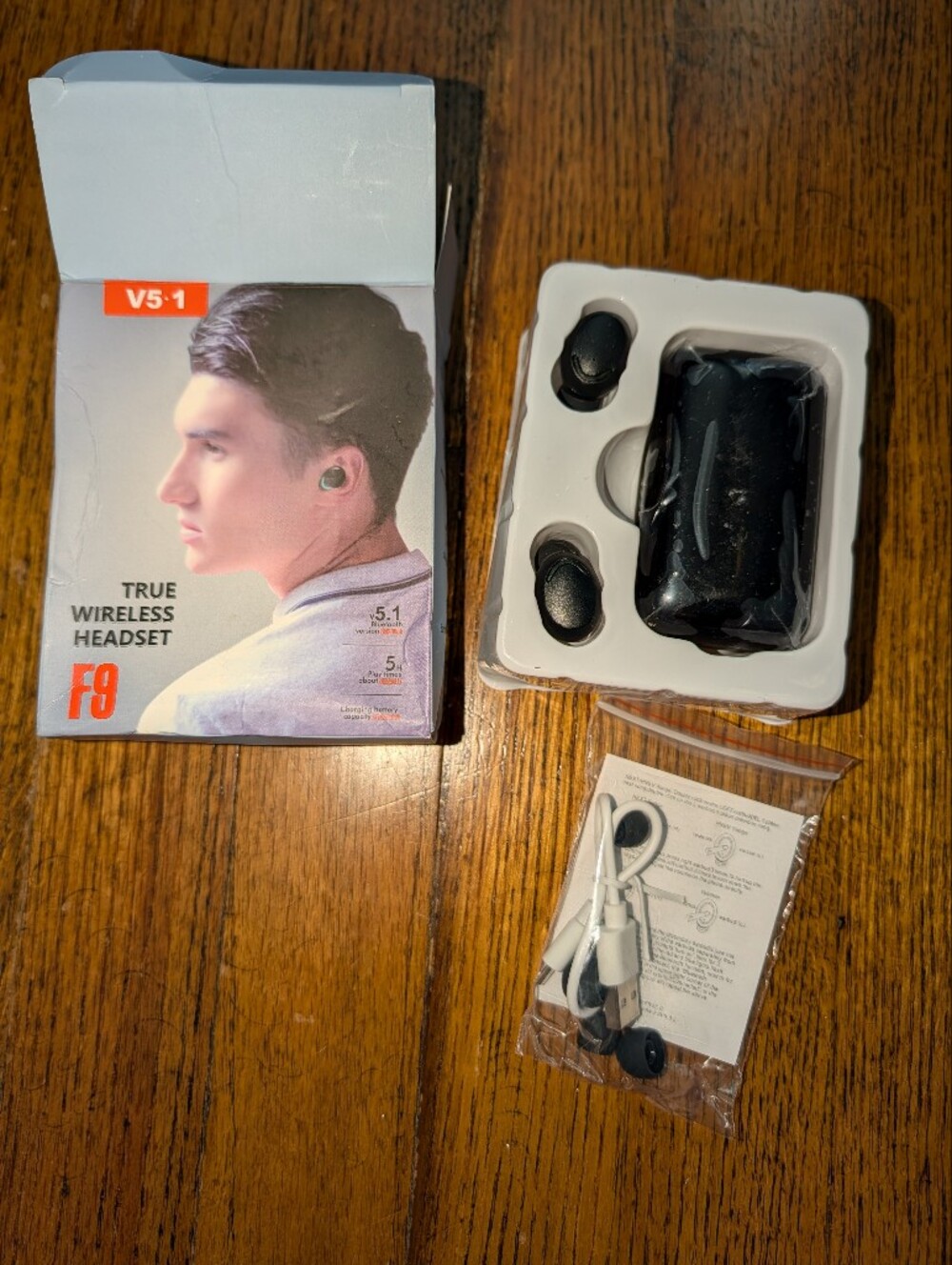 F9 True Wireless Earbuds with Charging Case - Black